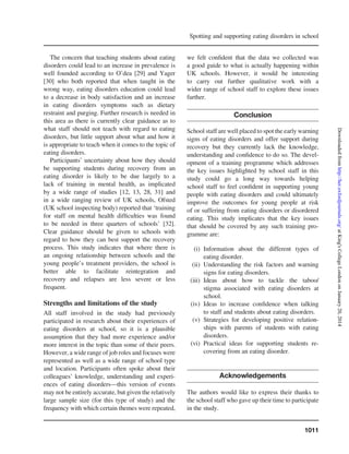 Spotting and Supporting Eating Disorders in School - Recommendations ...