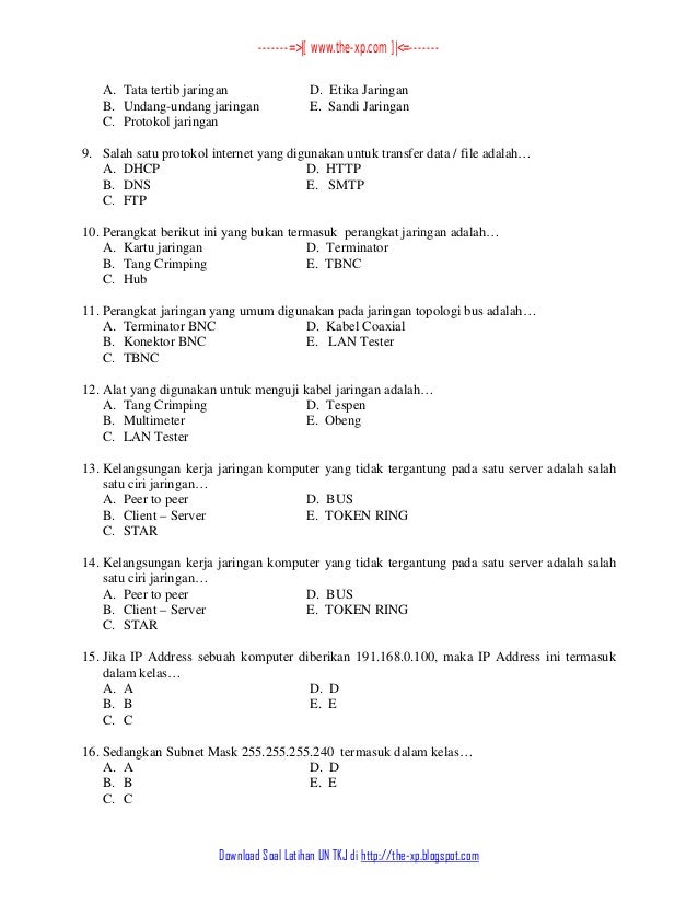 6. soal latihan un tkj kelas xi