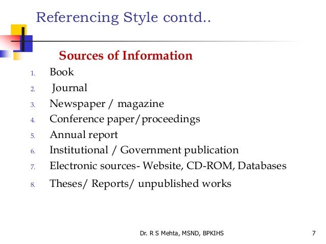6. referencing styles