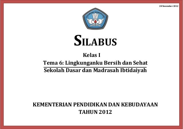 6 Silabus Kls 1 Tema Lingkungan Bersih Dan Sehat