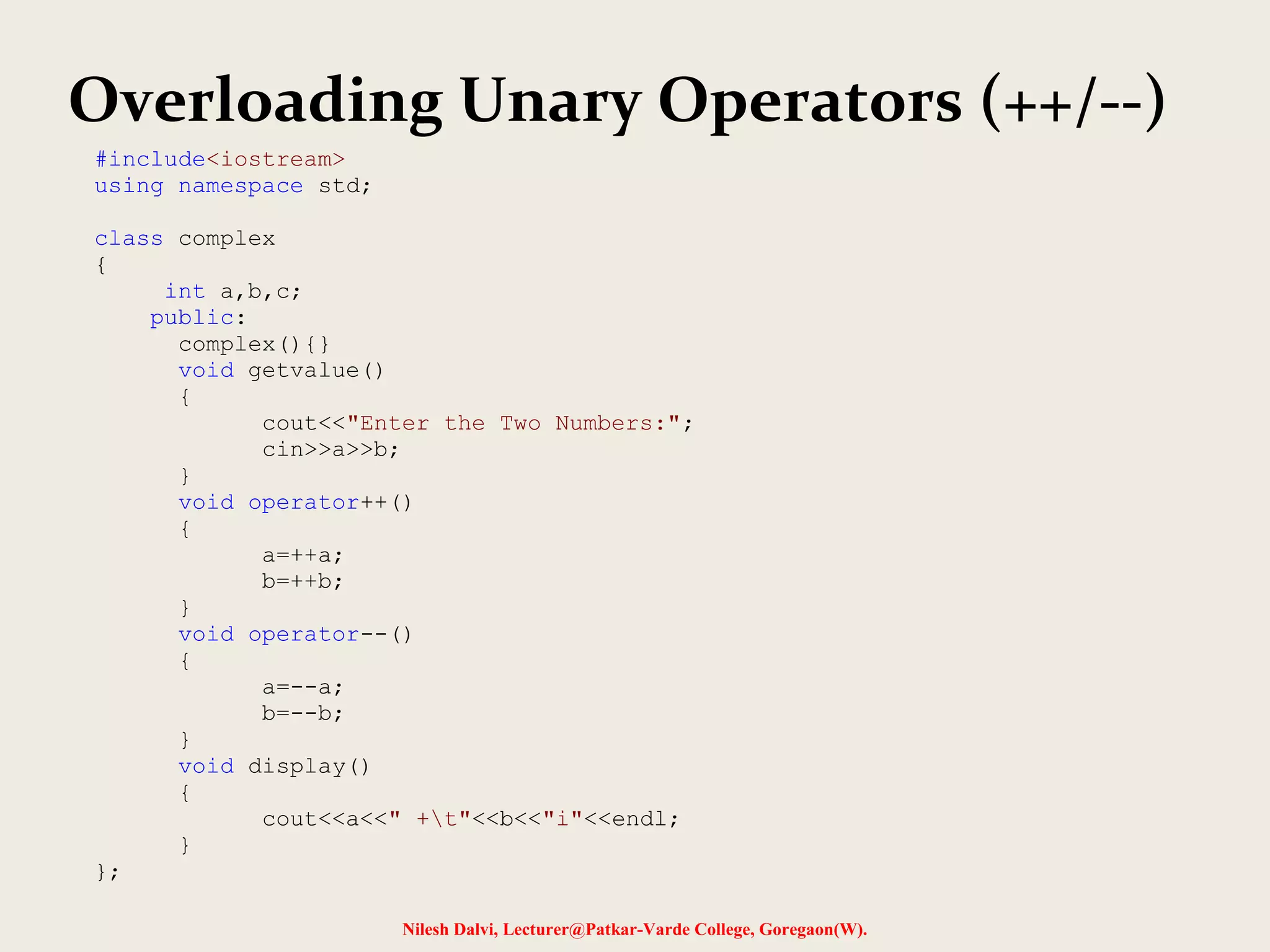 Operator Overloading | PPT