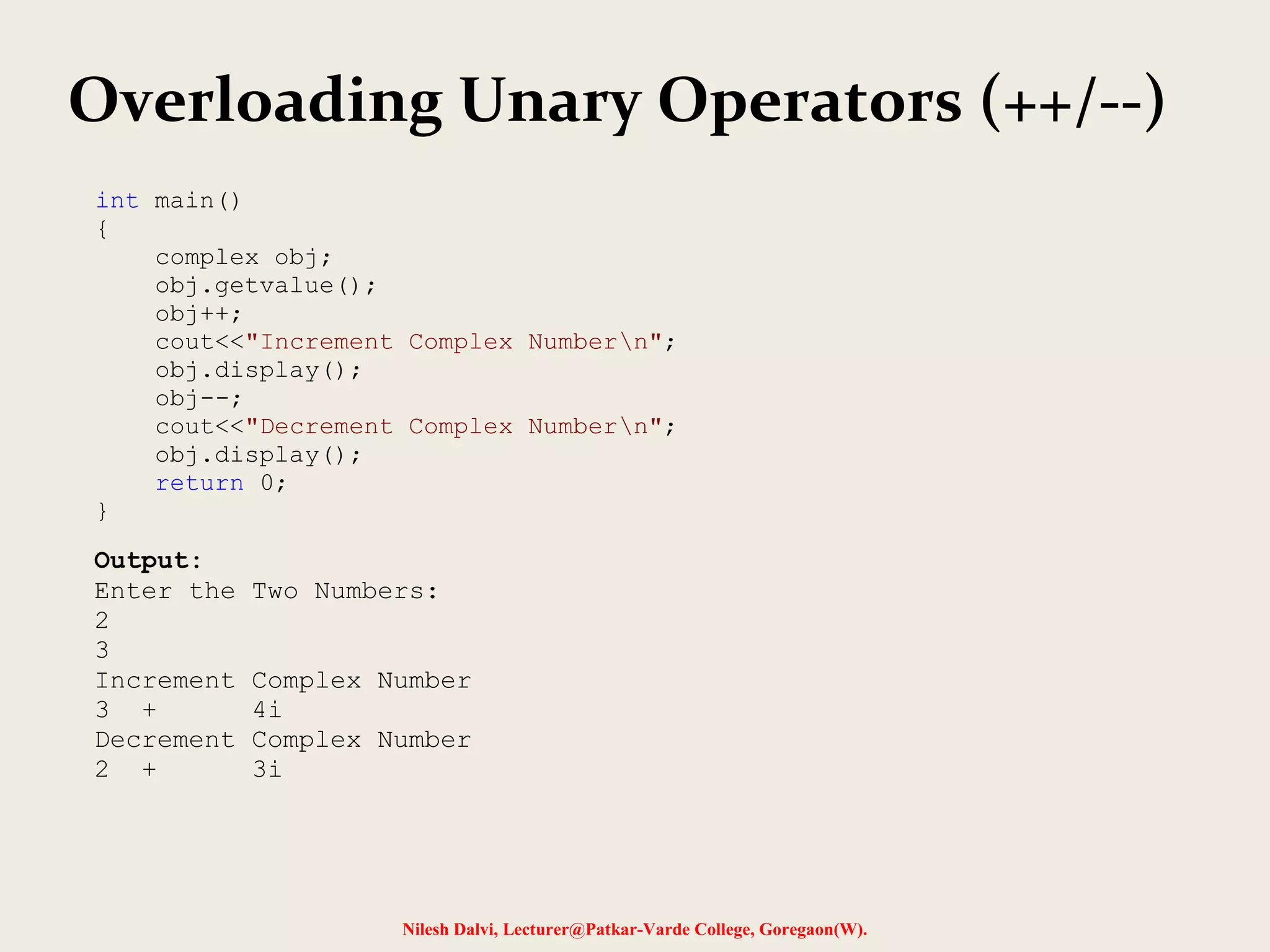 Operator Overloading | PPT