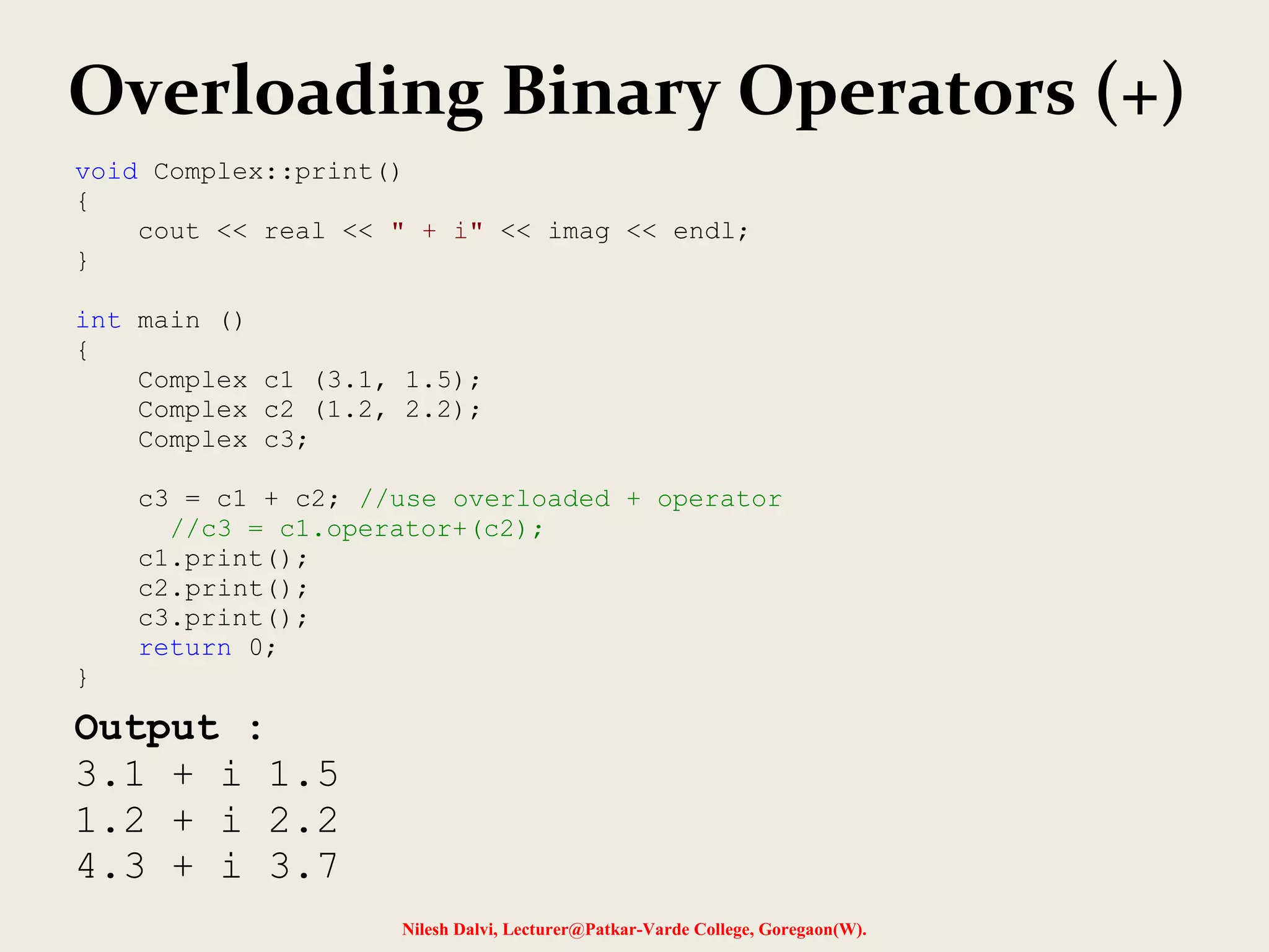 Operator Overloading | PPT
