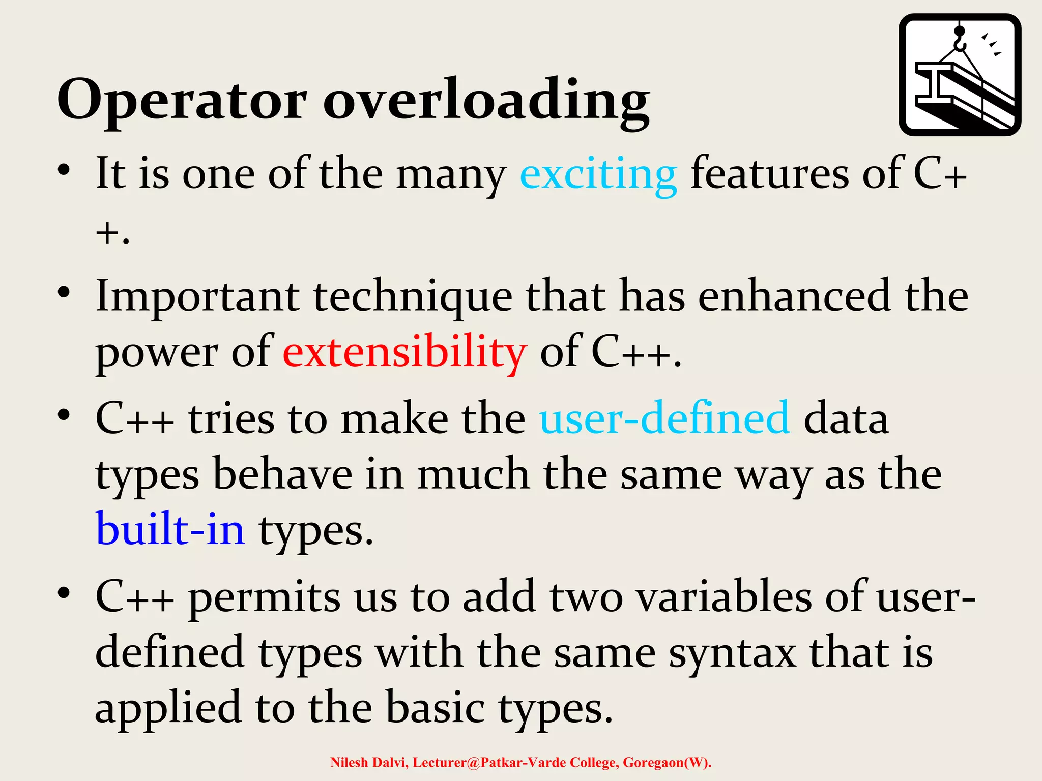 Operator Overloading | PPT