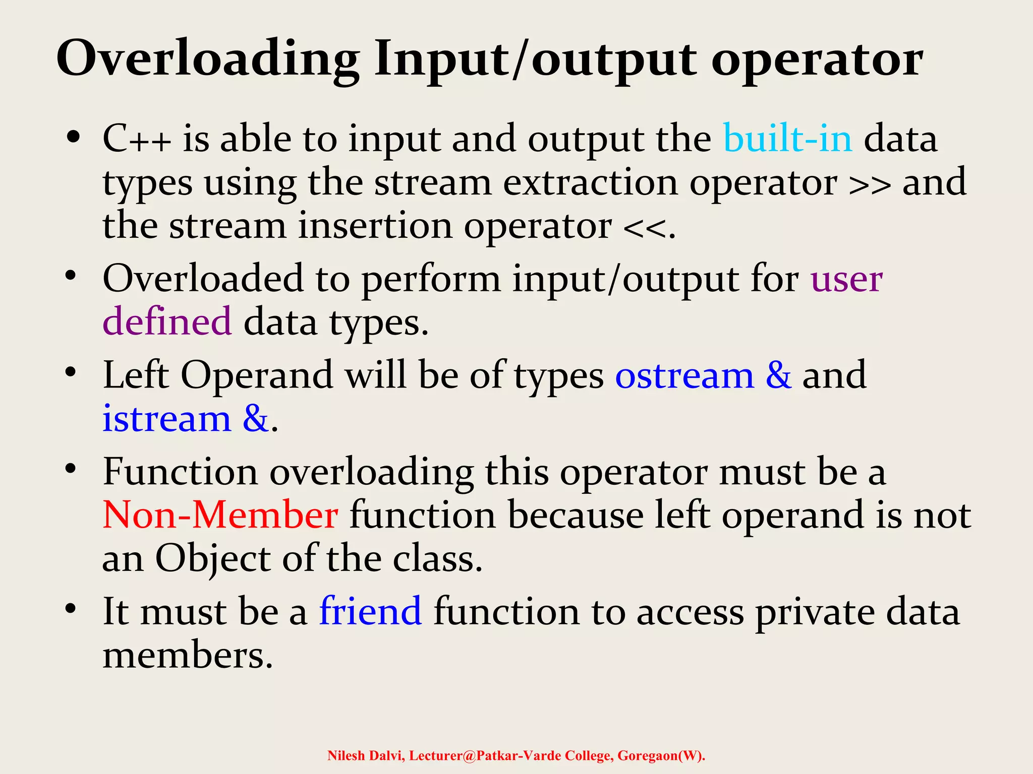 Operator Overloading | PPT
