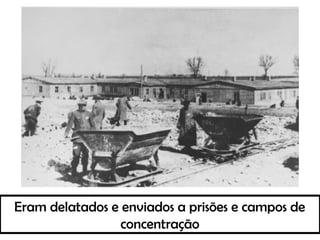 Eram delatados e enviados a prisões e campos de
concentração
 