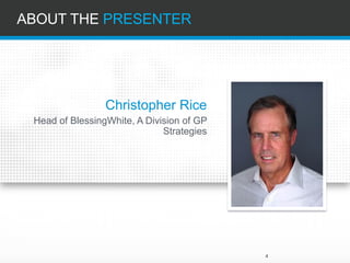 4 
ABOUT THE PRESENTER 
Christopher Rice 
Head of BlessingWhite, A Division of GP Strategies  