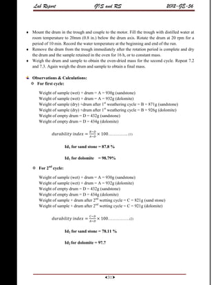 slake durability index experiment | PDF