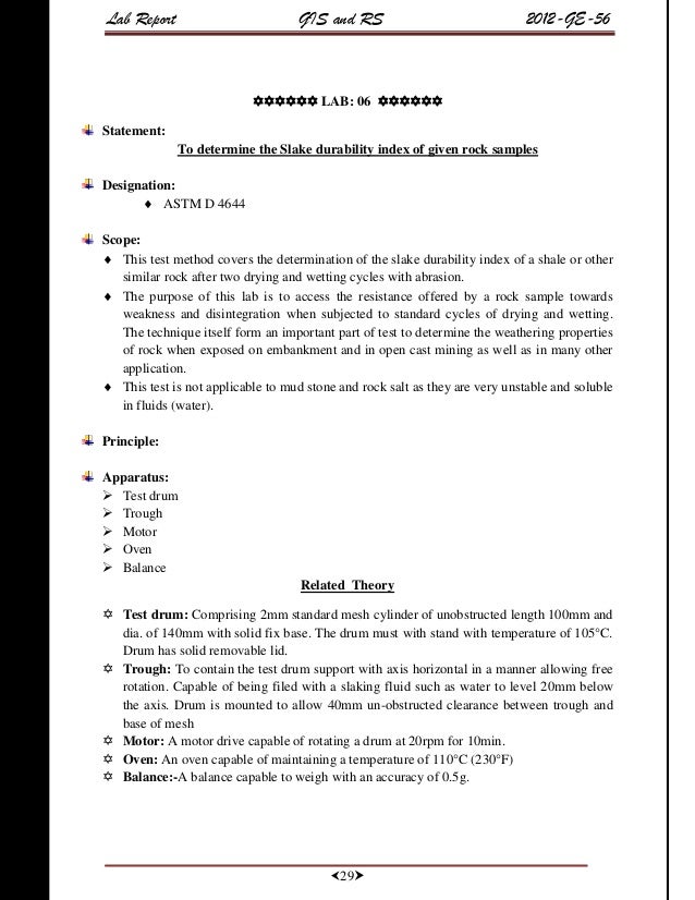 slake durability index experiment