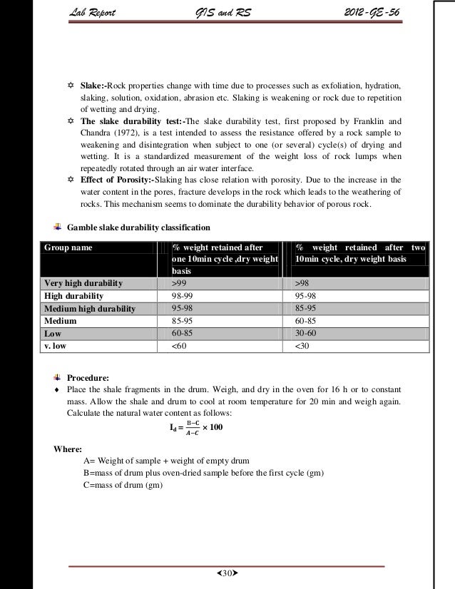 slake durability index experiment