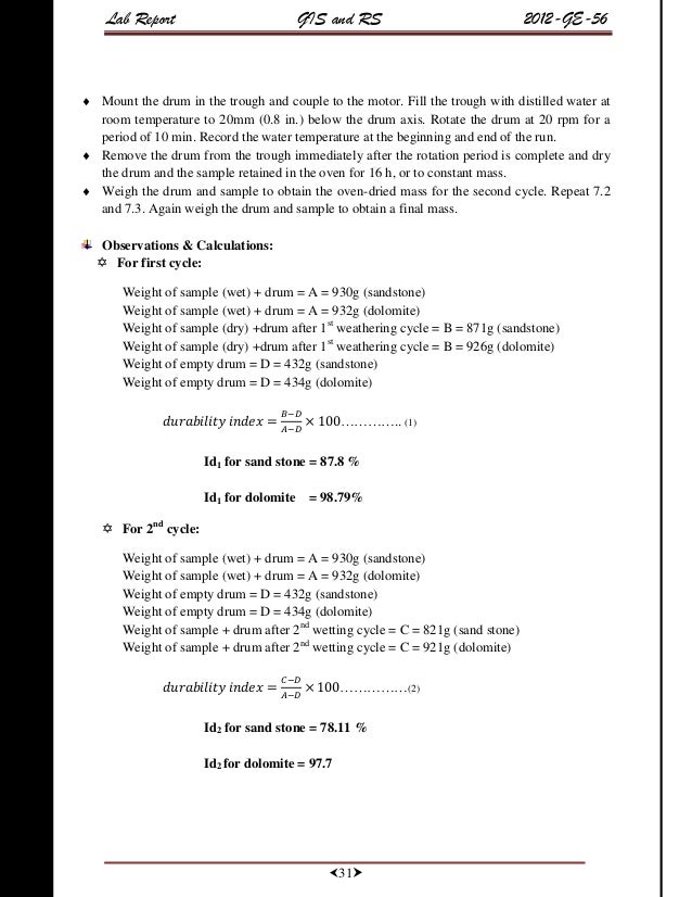 slake durability index experiment