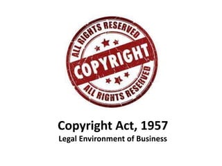 Copyright Act, 1957 
Legal Environment of Business 
 