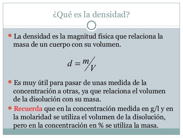 Densidad y concentración de disoluciones
