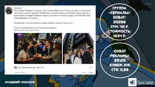#сошиэйт #sociate
Группа
«Сериалы»
Охват:
25288
CPM: 40 р.
Стоимость:
1034 р.
Охват
рекламы:
25125
Клики: 216
CTR: 0,85
 
