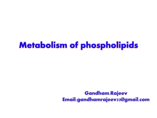 Metabolism of phospholipids
 