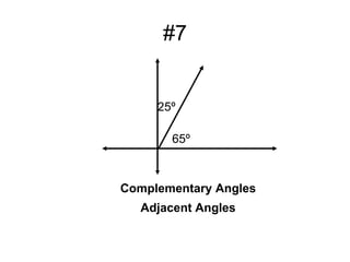 #7
65º
25º
Complementary Angles
Adjacent Angles
 