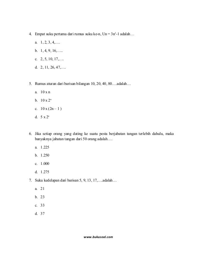 6 Latihan Soal Matematika Barisan Dan Deret Bilangan Kelas 9 Smp