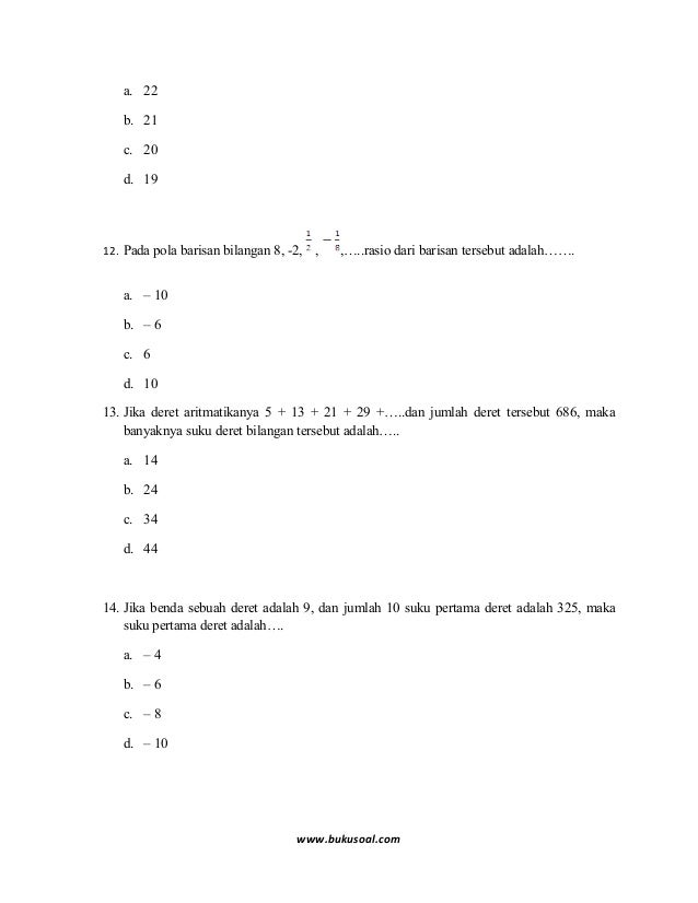 6 Latihan Soal Matematika Barisan Dan Deret Bilangan Kelas 9 Smp