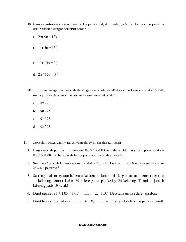 6. latihan soal matematika barisan dan deret bilangan kelas 9 smp