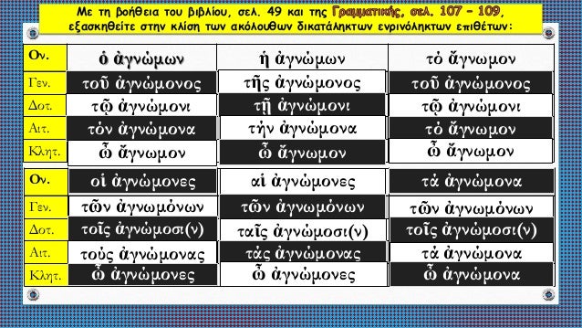 Ïá¿Ï á¼ÏεÏ
δοῦÏ
Ïῶν á¼ÏεÏ
δῶν
Ïá¿· á¼Î»Î·Î¸Îµá¿
Ïοá¿Ï á¼Î»Î·Î¸ÎÏι
Ïοῦ ÏÏ
νήθοÏ
Ï
Ïῶν ÏÏ
νήθÏν
ÏÏ Îµá½Î´Î±Î¹Î¼Î¿Î½
Ïά εá½Î´Î±Î¯Î¼Î¿Î½Î±
ÏÏ Ïá¿¶ÏÏον
Ïά ÏÏÏÏονα
ÏÏν...