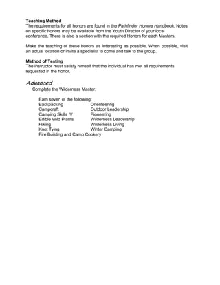 Pathfinder Honors Handbook.pdf 6. guide | PDF