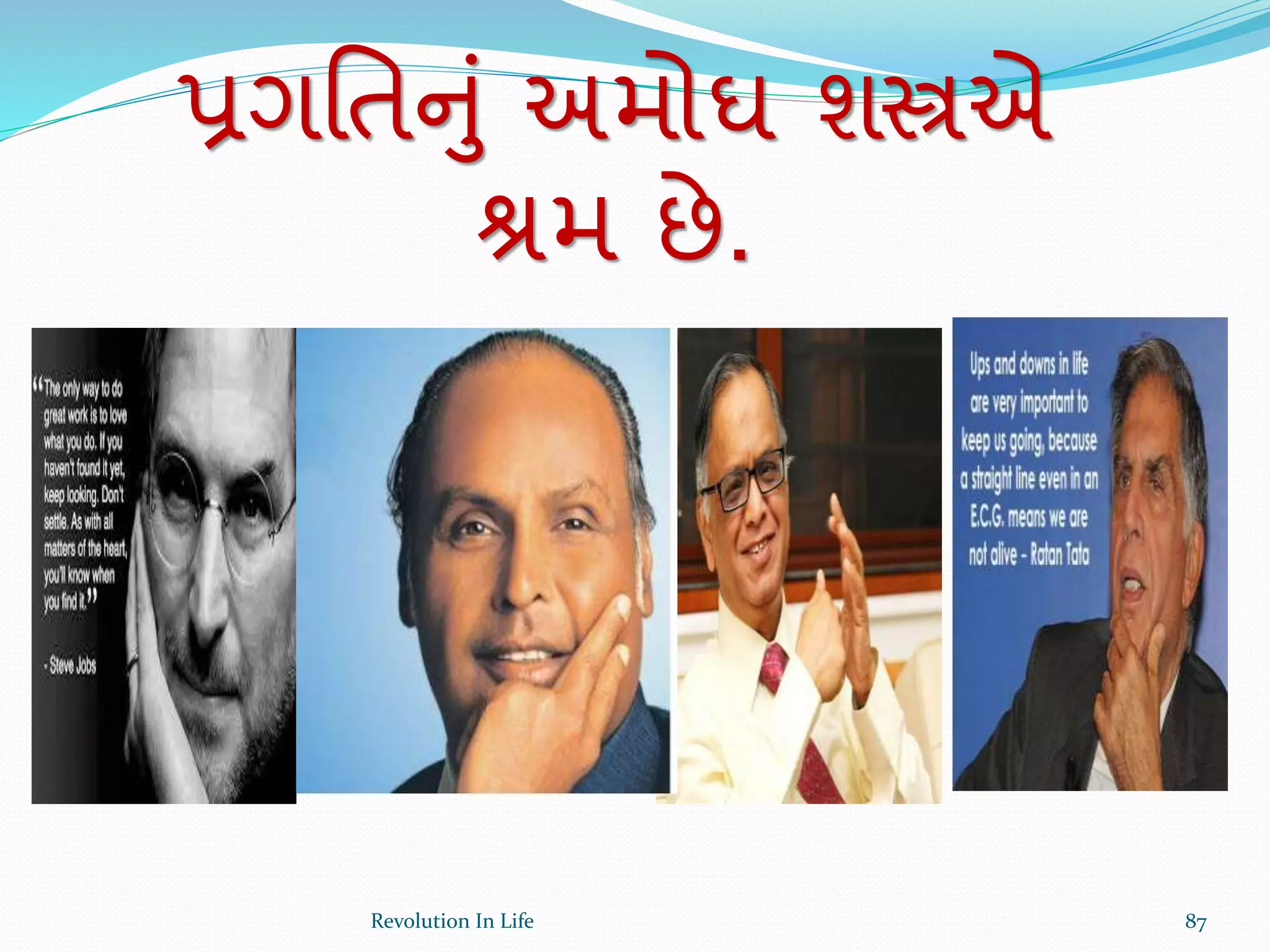 પ્રગર્તનું અમોઘ શસ્ત્રએ
શ્રમ છે.
87Revolution In Life
 