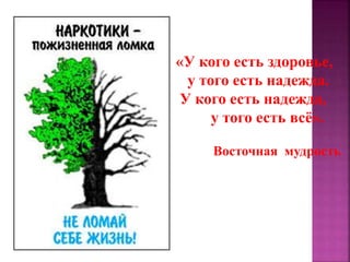 «У кого есть здоровье,
у того есть надежда.
У кого есть надежда,
у того есть всё».
Восточная мудрость
 