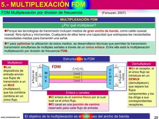 5.- MULTIPLEXACIÓN FDM
20www.coimbraweb.com
FDM Multiplexación por división de frecuencia
MULTIPLEXACIÓN FDM
¿Por qué mult...