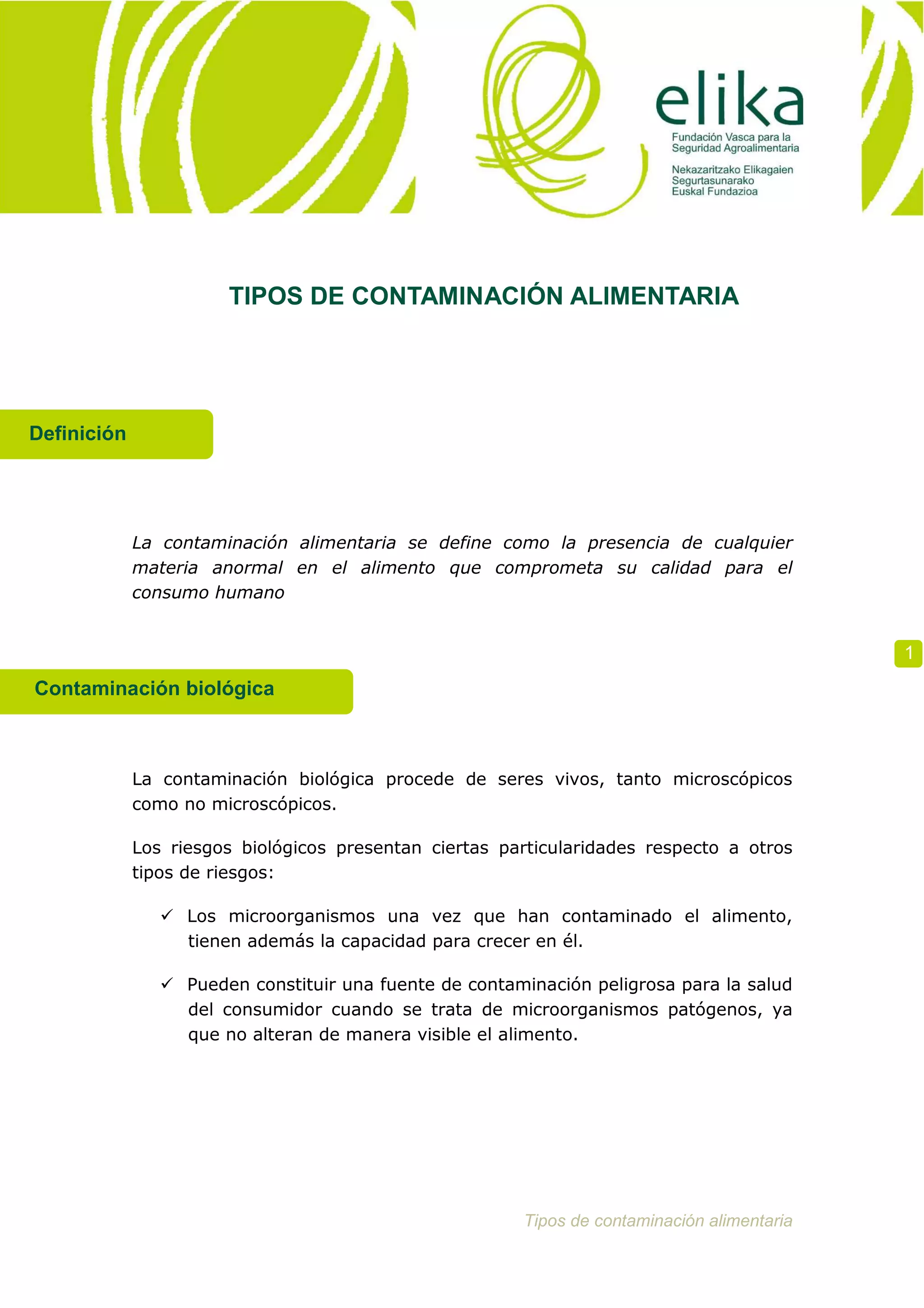 6.tipos de contaminación alimentaria | PDF