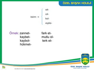 Örnek: zannet- fark et-
kaybet- mutlu ol-
kaybol- terk et-
hükmet-
 