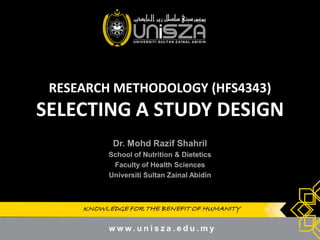 6. Selecting a study design