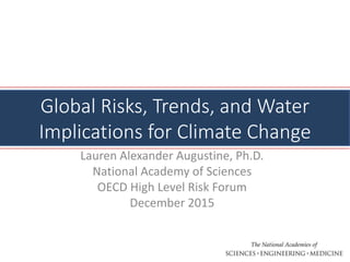Global Risks, Trends, and Water
Implications for Climate Change
Lauren Alexander Augustine, Ph.D.
National Academy of Sciences
OECD High Level Risk Forum
December 2015
 