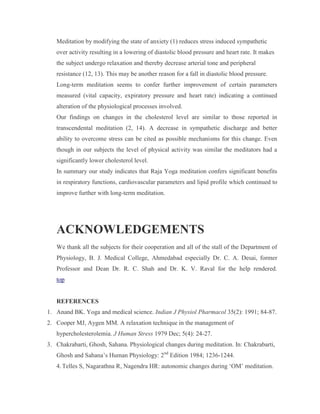 Effect of Meditation on Respiratory System, Cardiovascular System and ...