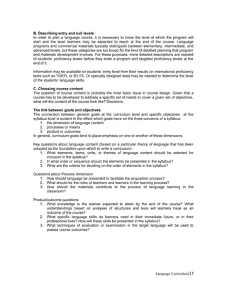 Language Description Questions Language Curriculum (6 of 16) | DOC
