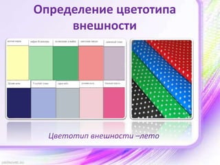Определение цветотипа
внешности
Цветотип внешности –лето
 