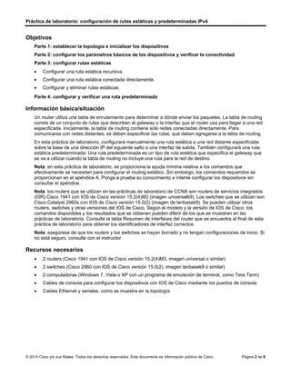 6.2.2.5 lab configuring i pv4 static and default routes | PDF