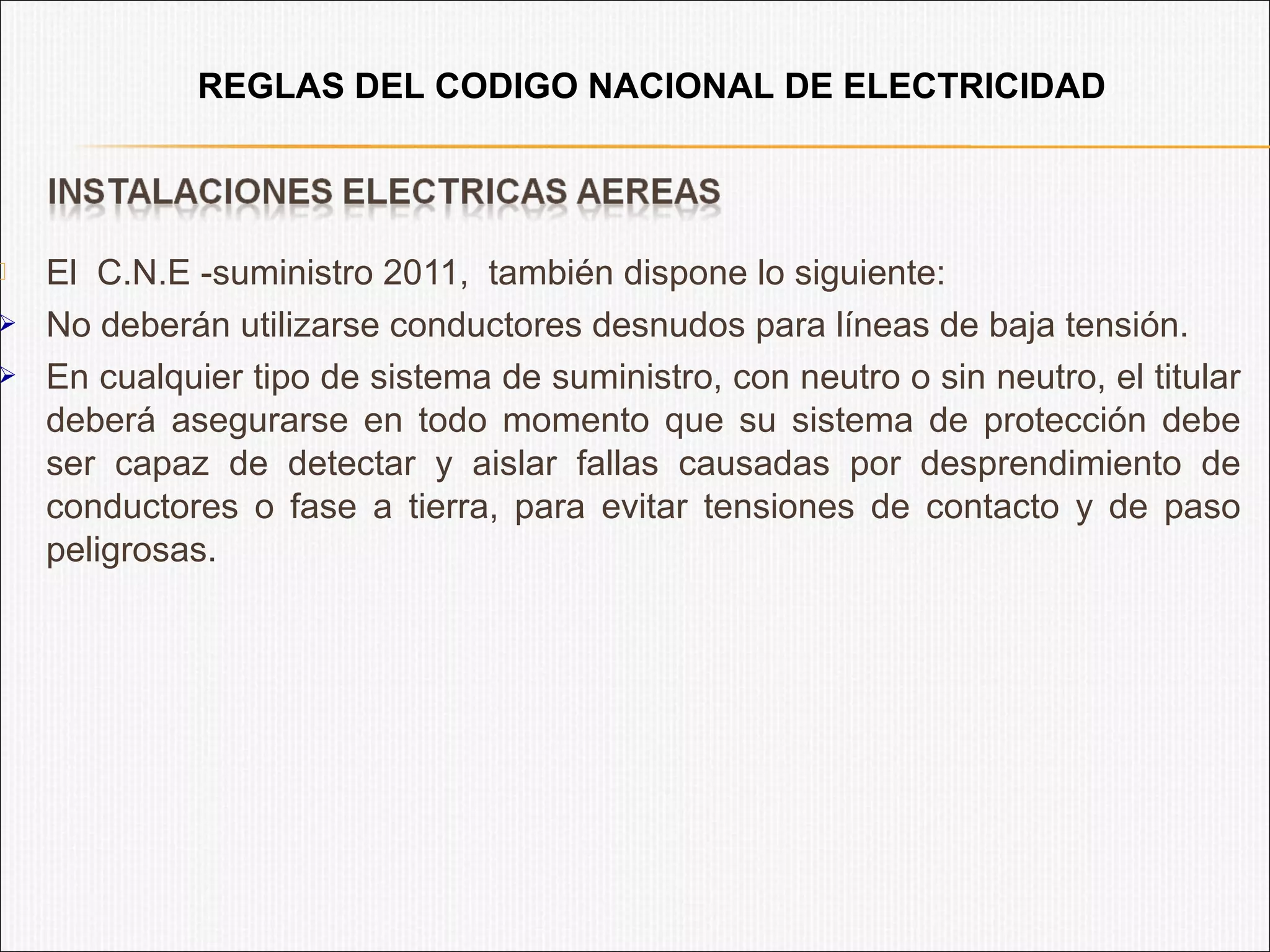 aplicacion de reglas del codigo nacional de electricidad en ...