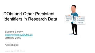 DOIs and Other Persistent
Identifiers in Research Data
Eugene Barsky
eugene.barsky@ubc.ca
October 2016
Available at
Illustration by Jørgen Stamp CC BY 2.5 Denmark
 