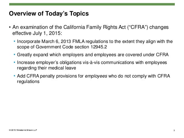 covered under members cfra family to Briefing Revisions California Regarding Family the