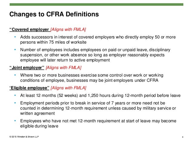 members under cfra covered family Revisions to Regarding Family the Briefing California