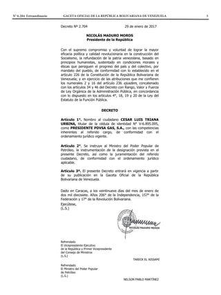 N° 6.284 Extraordinario GACETA OFICIAL DE LA REPÚBLICA BOLIVARIANA DE VENEZUELA 5

REPÚBLICA BOLIVARIANA DE VENEZUELA
DESPACHO DEL PRESIDENTE
 







         

        
      
          
         
         

         









       
        

       



         
        
       
      





DESPACHO DEL PRESIDENTE
 







         

        
      
          
         
         

         









       
        

       



         
        
       
      





 







         

        
      
          
         
         

         









       
        

       



         
        
       
      





 







         

        
      
          
         
         

         









       
        

       



         
        
       
      





 







         

        
      
          
         
         

         









       
        

       



         
        
       
      





 







         

        
      
          
         
         

         









       
        

       



         
        
       
      






REPÚBLICA BOLIVARIANA DE VENEZUELA
DESPACHO DEL PRESIDENTE
         
         































REPÚBLICA BOLIVARIANA DE VENEZUELA
DESPACHO DEL PRESIDENTE
         
         































REPÚBLICA BOLIVARIANA DE VENEZUELA
DESPACHO DEL PRESIDENTE
         
         
































REPÚBLICA BOLIVARIANA DE VENEZUELA
DESPACHO DEL PRESIDENTE
         
         
































REPÚBLICA BOLIVARIANA DE VENEZUELA
DESPACHO DEL PRESIDENTE
         
         































 
