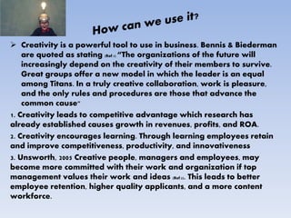 6.1 power point stimulating creativity in organizations | PPTX