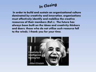 6.1 power point stimulating creativity in organizations | PPTX