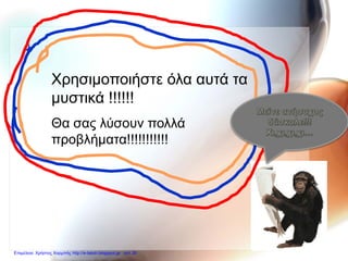 Χρησιμοποιήστε όλα αυτά τα
μυστικά !!!!!!
Θα σας λύσουν πολλά
προβλήματα!!!!!!!!!!!
Επιμέλεια: Χρήστος Χαρμπής http://e-taksh.blogspot.gr σελ.30
 
