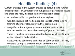 Session 6.1 CGIAR gender evaluation introduction by Rachel Bedouin