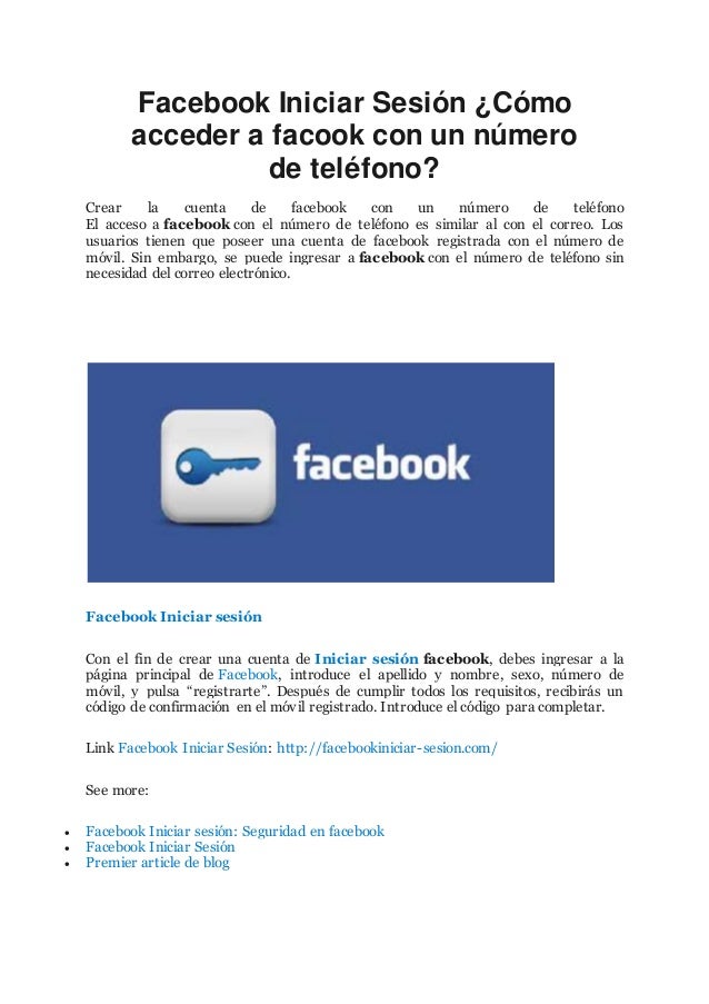 Facebook Iniciar Sesion Como Acceder A Facook Con Un Numero De Telef