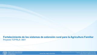 Fortalecimiento de los sistemas de extensión rural para la Agricultura Familiar
Proyecto TCP/RLA -3601
 