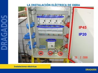 IP45
IP20
LA INSTALACIÓN ELÉCTRICA DE OBRA
Instalaciones eléctricas
 