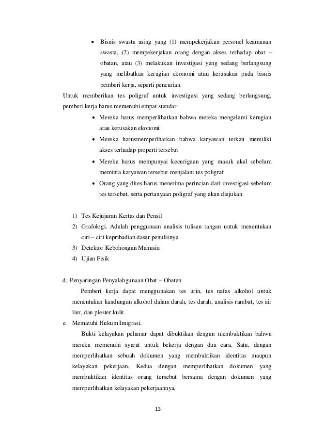 Makalah Tes Seleksi Karyawan Dan Wawancara In Bahasa