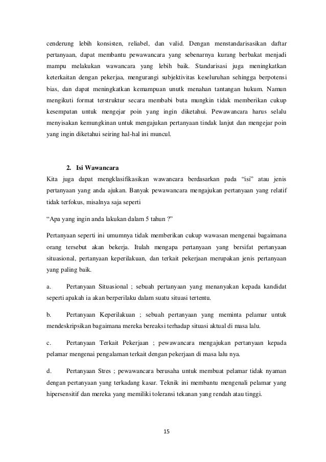 Makalah tes seleksi karyawan dan wawancara in Bahasa